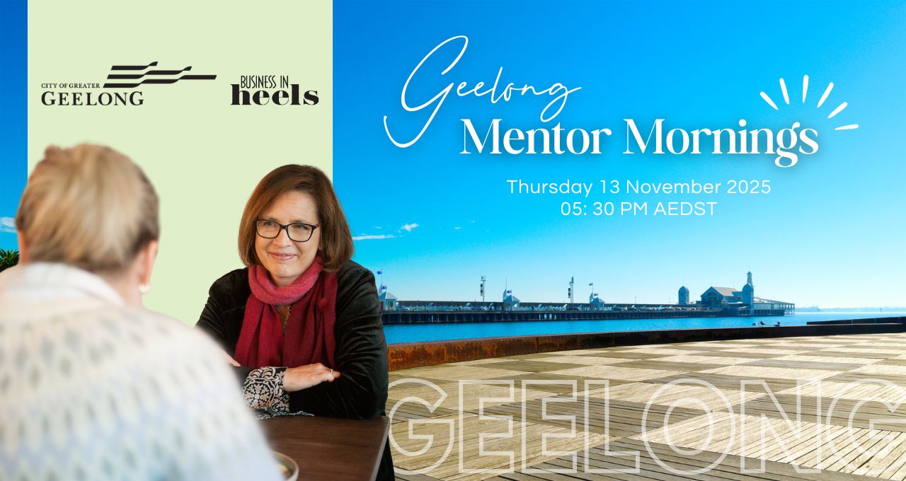 Geelong Mentor Mornings event banner, Thursday 13 November 2025, 5:30 PM AEDT.